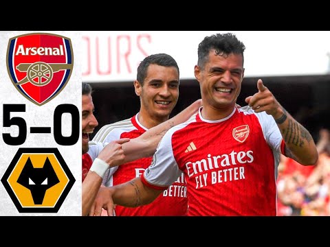 Arsenal vs Wolves 5-0 - All Goals and Highlights - 2023 ❤️ XHAKA