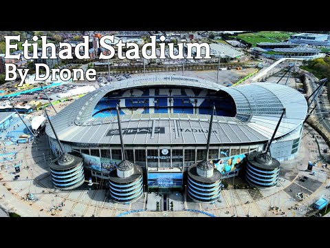 Etihad Stadium by Drone 4K - Manchester City Football Club Stadium Aerial View - England ????????